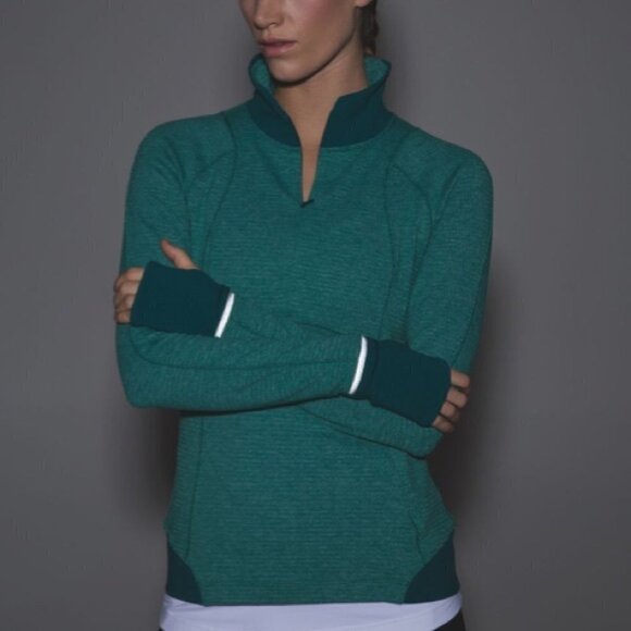 Lululemon Runderful 1/2 Zip Jacket Teal Size 4 - Picture 4 of 11
